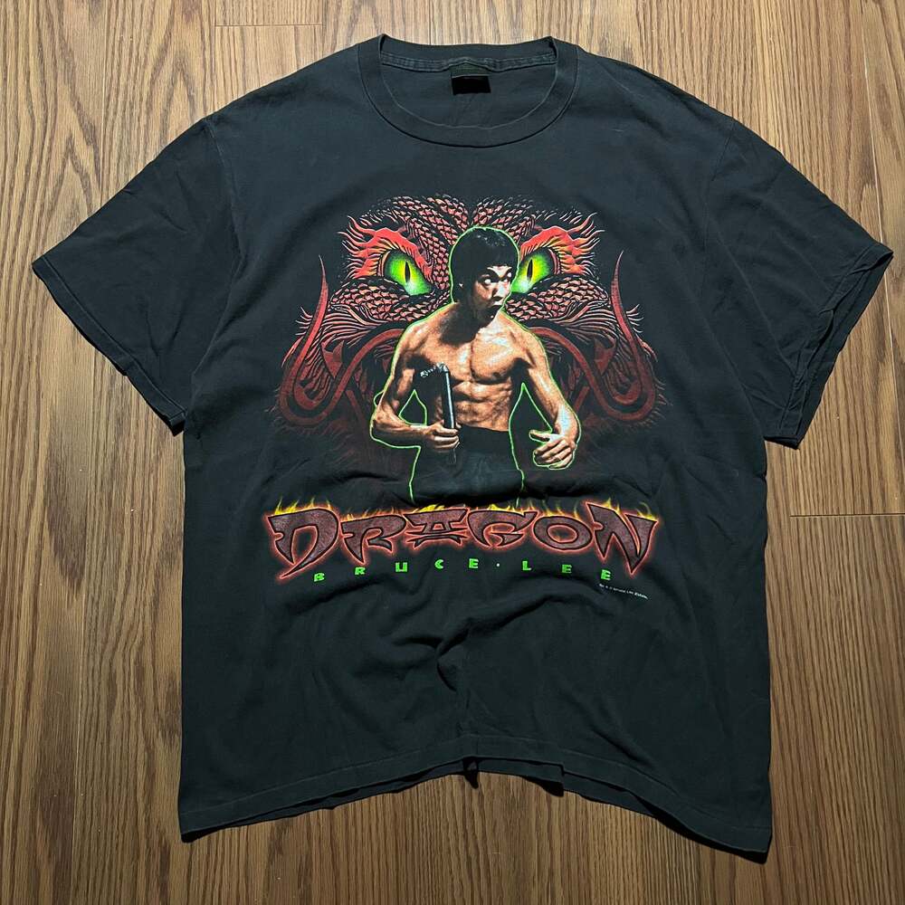Vintage 90s Bruce Lee “Dragon” Faded Single stitch T Shirt Size XL